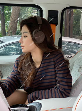 COCO ZONE 刘11 100棉小众时尚潮流条纹长袖T恤休闲圆领上衣女