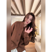 ZONE 刘一一 枫叶 COCO 100绵羊毛V领单排扣羊毛衫 CD1A1421