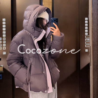 COCO ZONE 刘 一一“拼色科lu达”90鹅绒连帽拉链羽绒服 CD2A3216