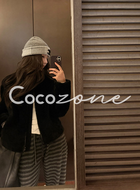 COCO ZONE 刘 一一 “幻影”100南非进口羊毛革翻领皮草 CD2A3151