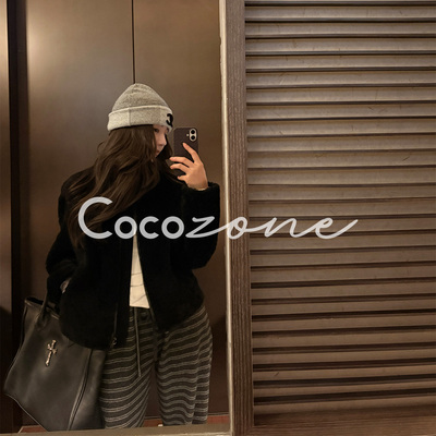 COCO ZONE 刘 一一 “幻影”100南非进口羊毛革翻领皮草 CD2A3151