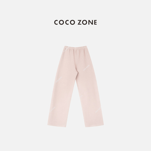 COCO ZONE 刘11 秋冬双面磨毛显瘦松紧腰直筒休闲裤CC1D2898