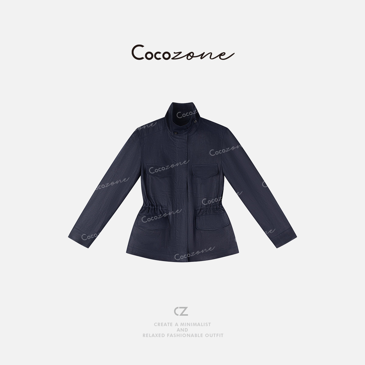 COCO ZONE 刘一一“麻料飞行服”25高级收腰立领休闲外套ACD1A037