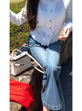 COCO ZONE 刘11腿精裤2025新款水洗猫须显瘦微喇牛仔裤CD1A0245