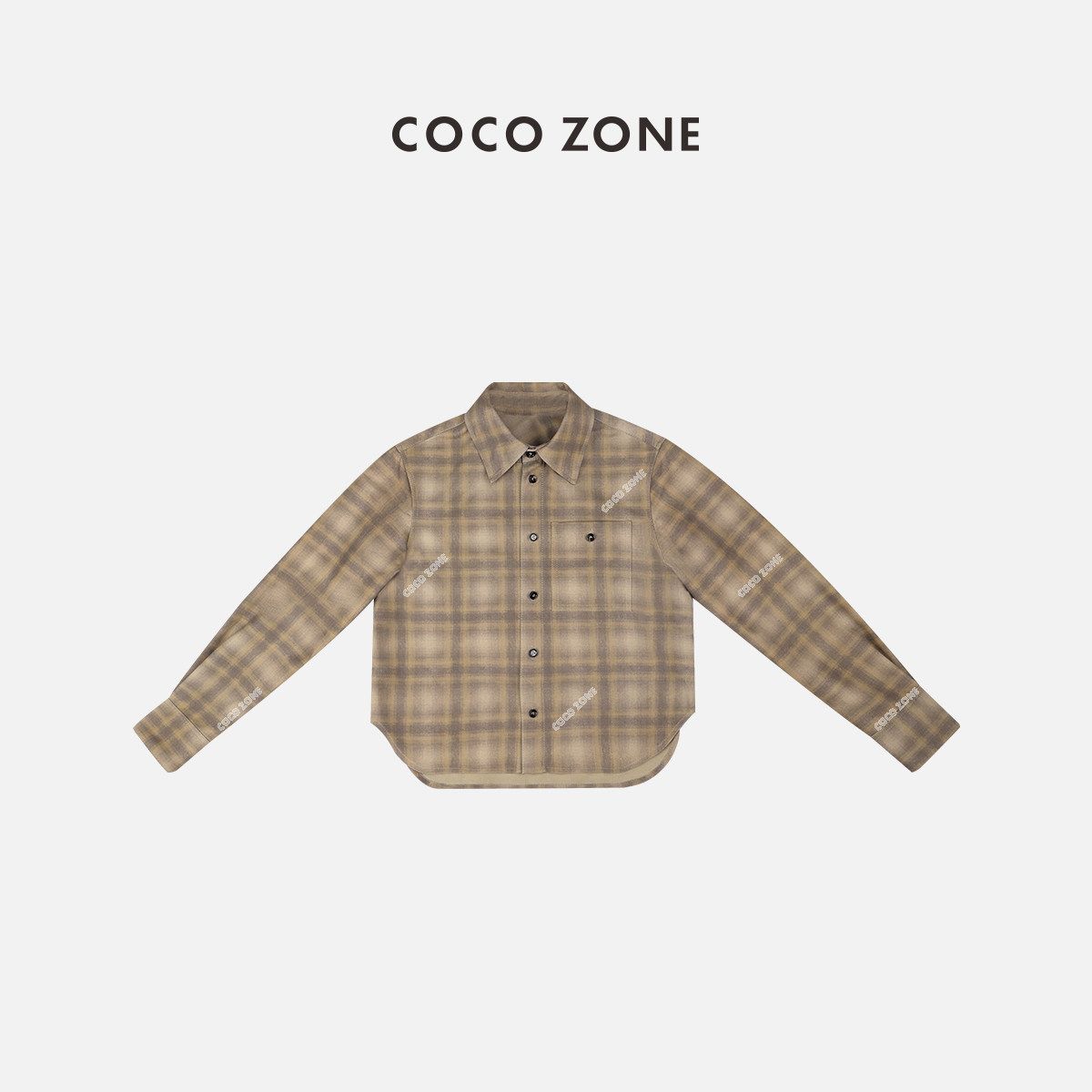 COCOZONE刘11春季新款美式复古格纹撞色皮格子皮衣单排扣上衣女