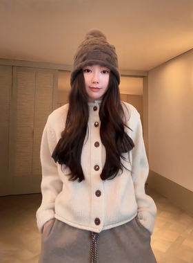 COCO ZONE 刘 一一 “霜降”羊毛混纺翻领单排扣毛织上衣 CD1A166