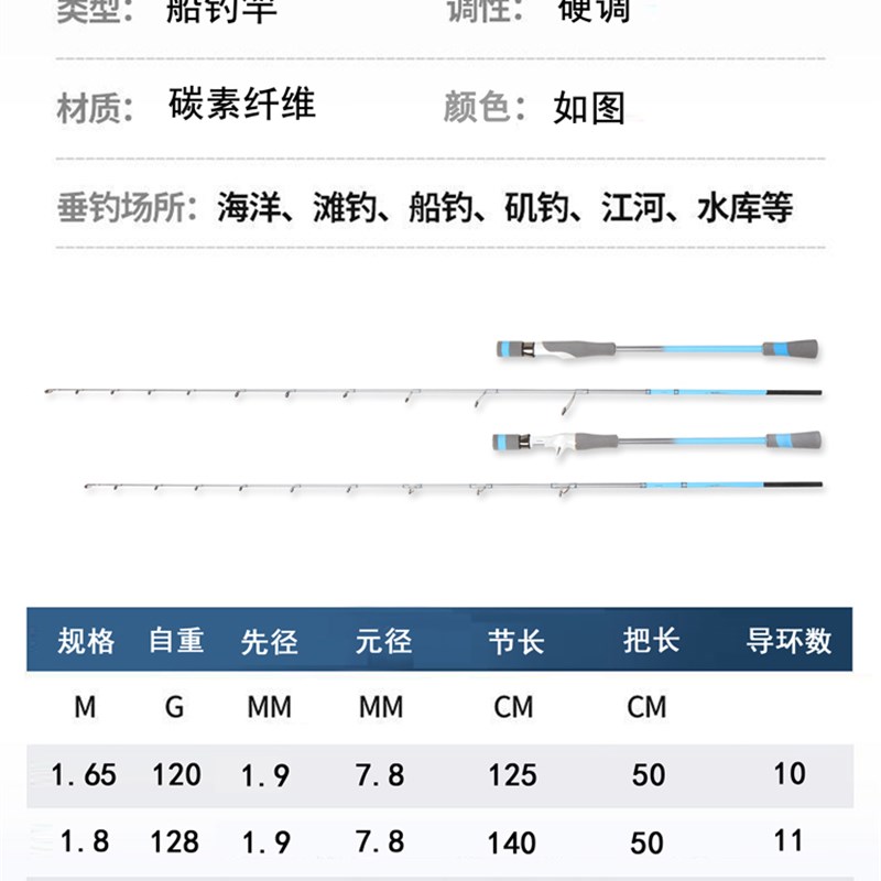 碳素实心竿稍一本半慢摇铁板船钓竿直柄枪柄八爪白果子专用竿