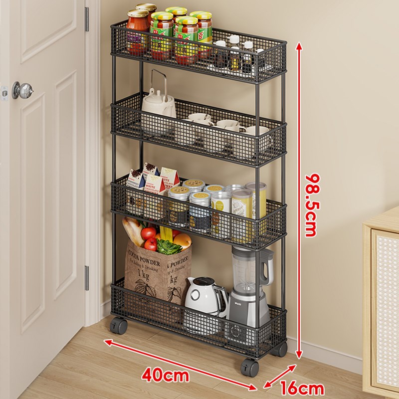 厨房夹缝置物架超窄冰箱侧边缝隙收纳柜极窄多层落地可移动小推车