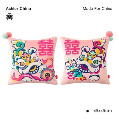 比武招亲抱枕一对婚房沙发红色喜字靠垫结婚新中式靠枕