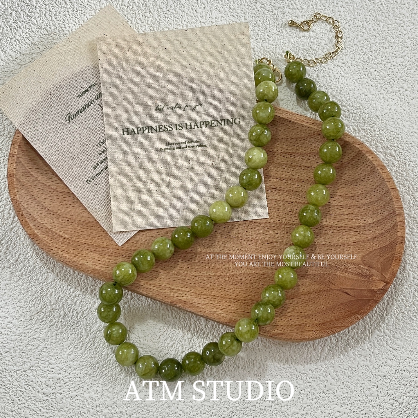 「青提橄榄」牛油果绿项链