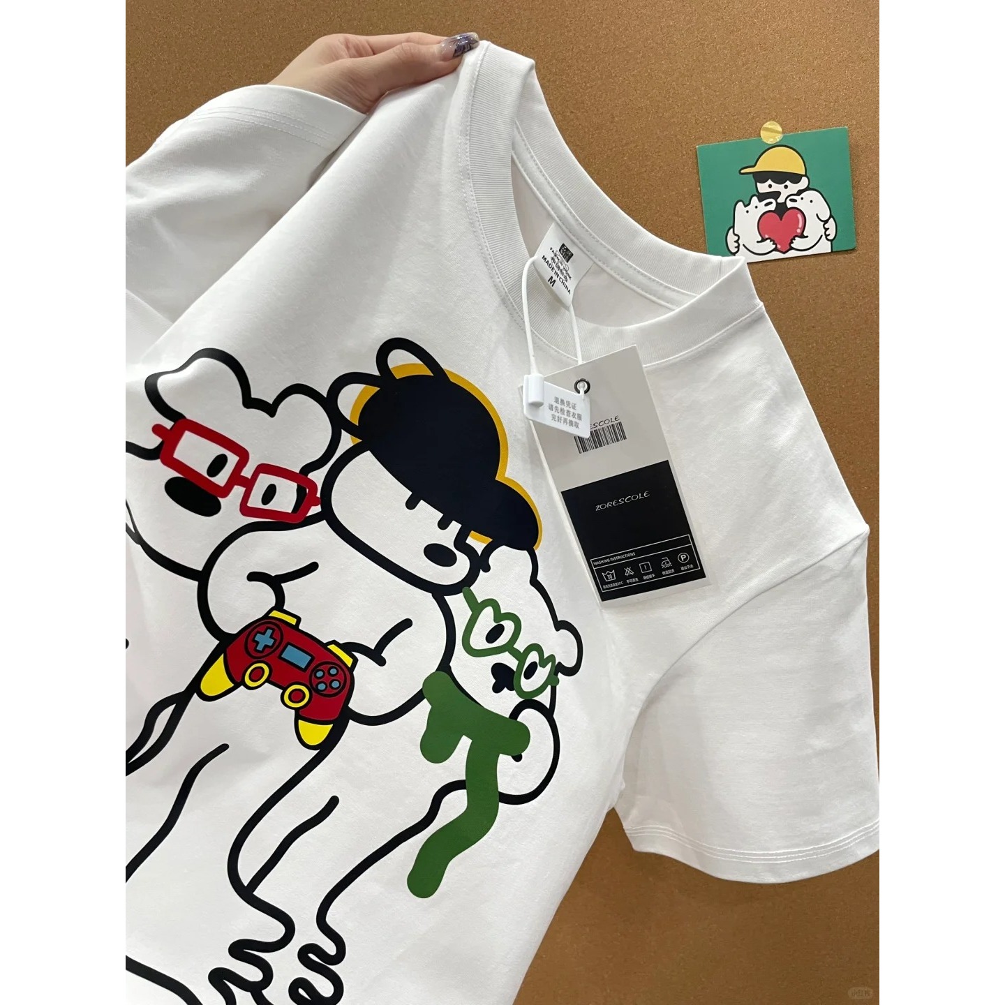 白色趣味短袖T恤女2025夏季新款百搭宽松减 龄设计感小众纯棉上衣