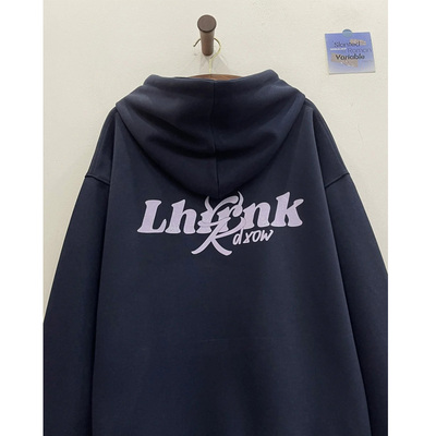 藏青色连帽卫衣女2024秋冬新款爆款小个子宽松加绒帽衫上衣男女款