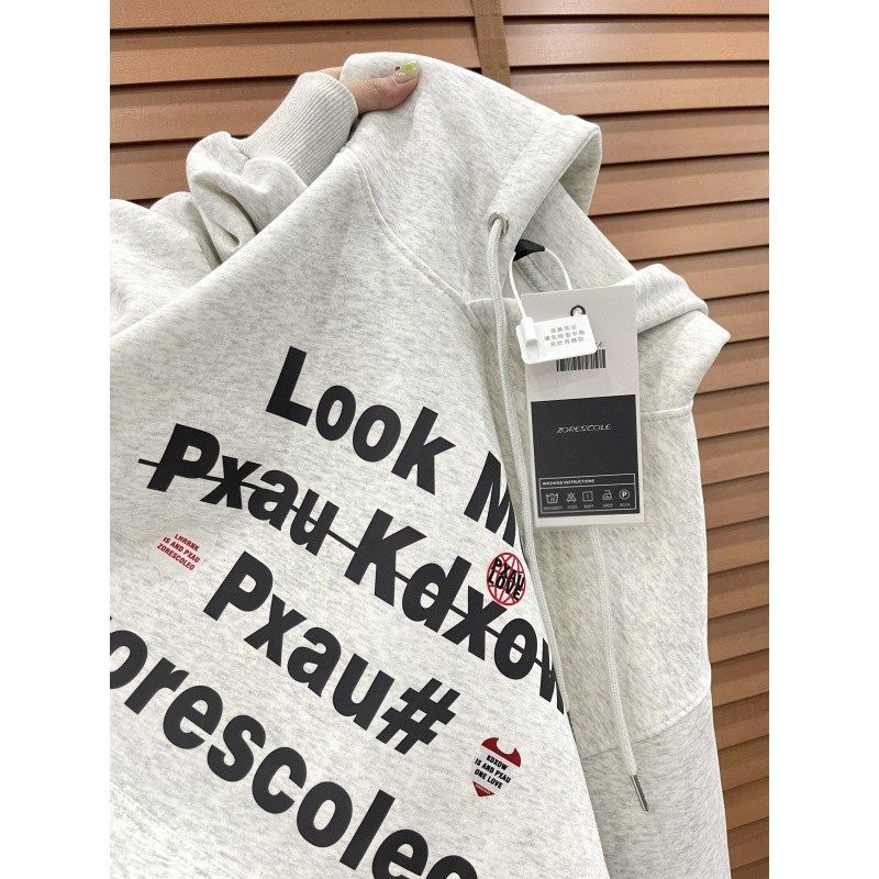 重磅2024宽松美式款加绒连帽银狐冬季卫衣女春秋秋冬新款加厚外套