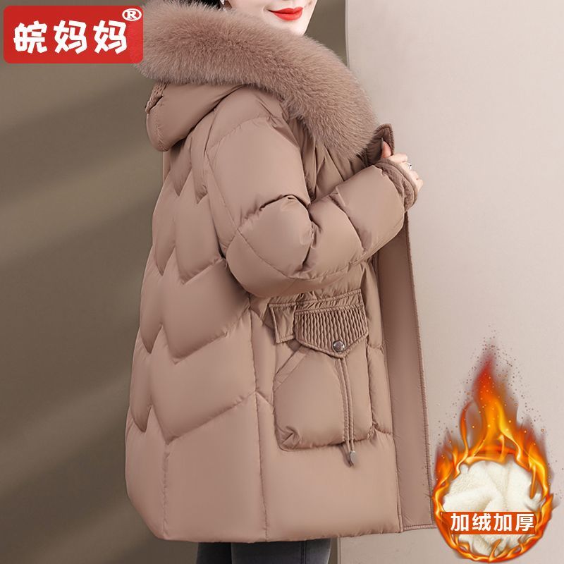 妈妈装冬季中长款棉衣加