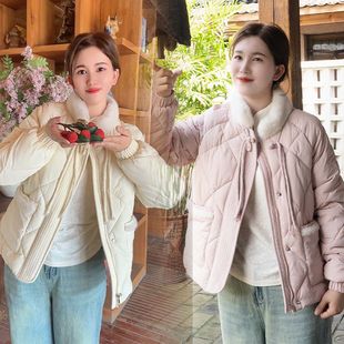 新中式国风高级羽绒棉服女短款名媛小香风翻领设计感小众棉衣外套