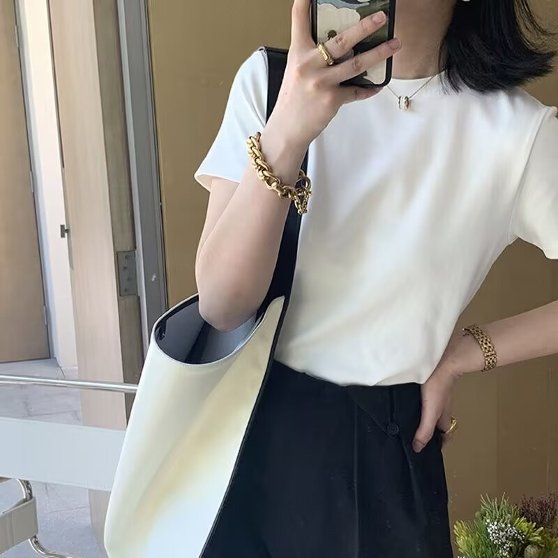 港风chic白色短袖宽松t恤女T恤