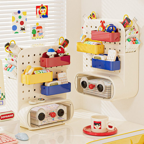 盲盒公仔收纳盒抽屉式洞洞板