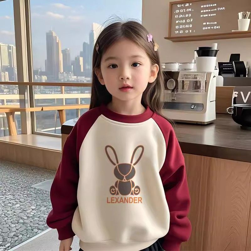 女童秋季卫衣2025新款儿童韩版宽松洋气宝宝卡通兔子拼色圆领上衣,童装/婴儿装/亲子装,卫衣/绒衫,淘宝优惠券,粉丝福利购,淘宝优惠卷