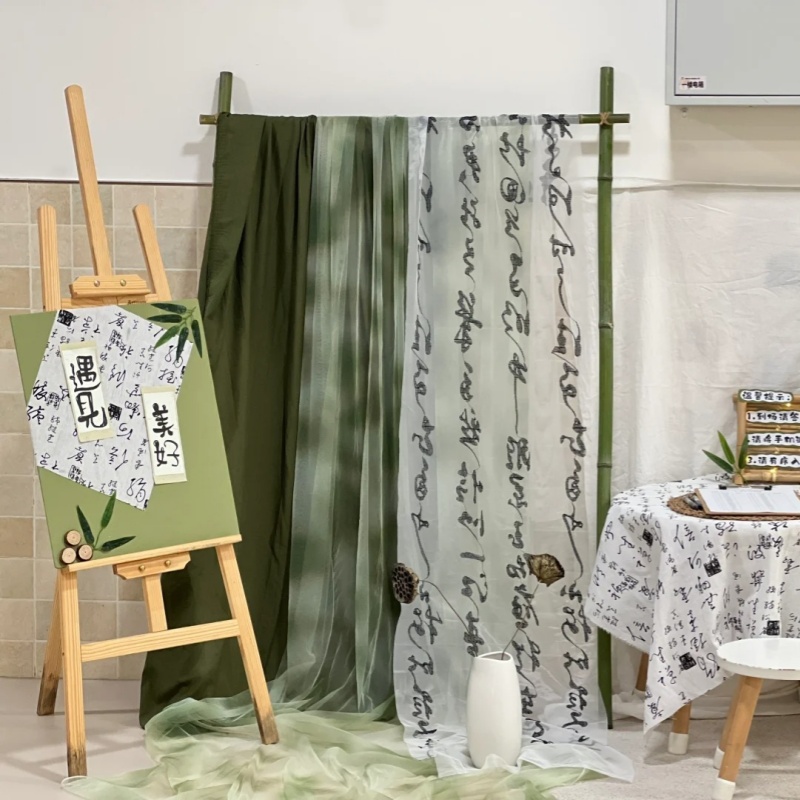 国风文字书法纱幔挂布