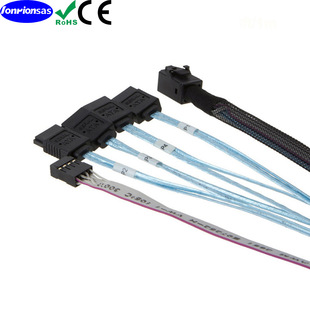 MINISAS SFF-8643 转 4SATA带Sideband侧载服务器存储高速线