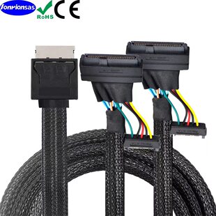 OcuLink MINISAS SFF-8611 8X转2*8639 U.2带15P SATA公高速线