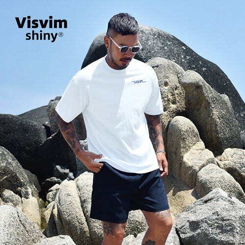 VISVIM SHINY重磅长绒棉刺绣短袖t恤男正肩圆领夏季纯棉体恤潮牌