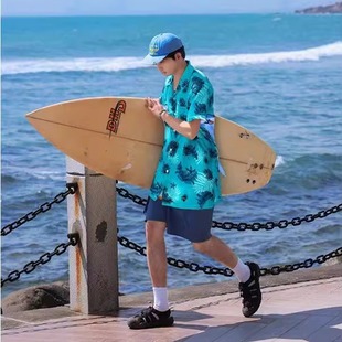 碎花衣寸沙滩 宽松GTA6夏威夷度假衬衣花纹印花上衣半袖 短袖 花衬衫