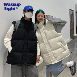 复古棉服加厚保暖无袖 马甲潮牌立领休闲男士 外套 FIGHT冬季 WASSUP