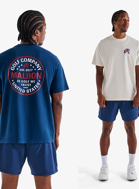 25SS New MALBON男女同款户外纯棉短袖T恤上衣高尔夫球训练服装