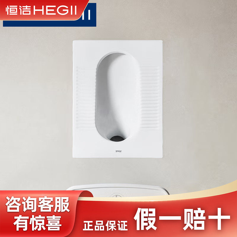 HEGII/恒洁蹲便器卫生间防臭陶瓷蹲厕便池水箱临时马桶家用蹲坑