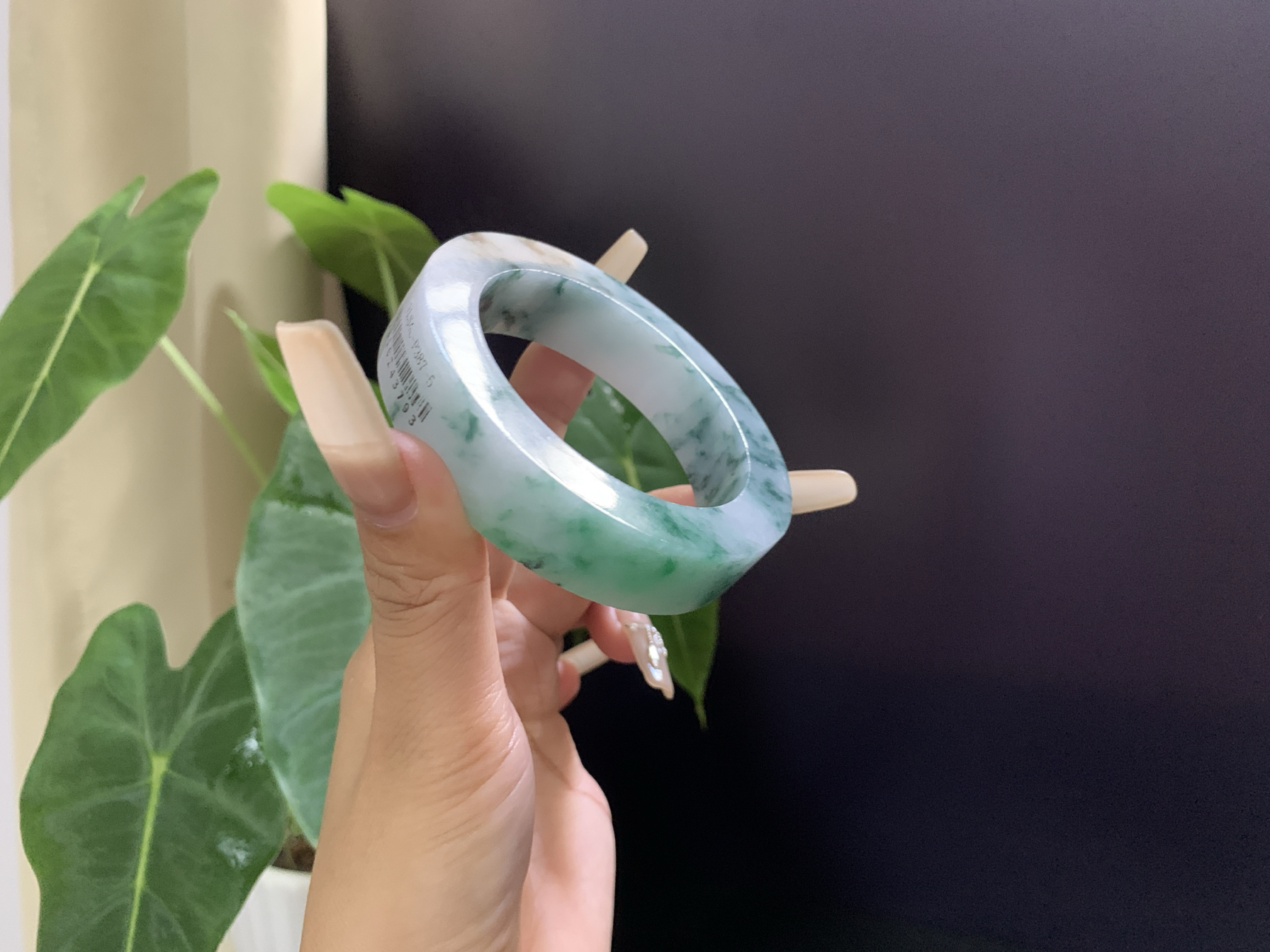 纯天然A货翡翠特色白底青飘花手镯定制咨询下单私拍无效