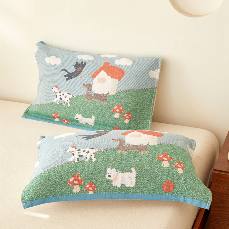 枕巾纯棉可固定一对装100全棉纱布枕头巾A类防头油可爱2025新款