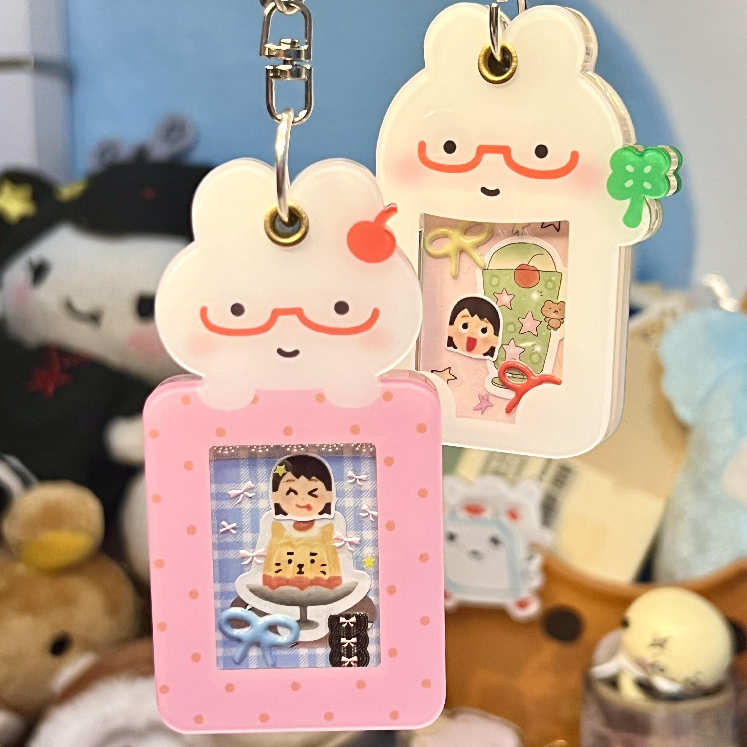 可爱平淡兔一寸亚克力卡套高颜值学生证件照片收纳书包钥匙扣挂件