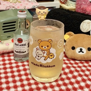 中古小熊直筒玻璃杯可爱卡通果汁牛奶咖啡杯子高颜值耐高温水杯