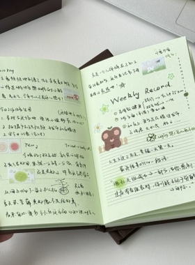 薄荷巧克力A6手帐本绿色内页小众高颜值ins学生日程记事笔记本子