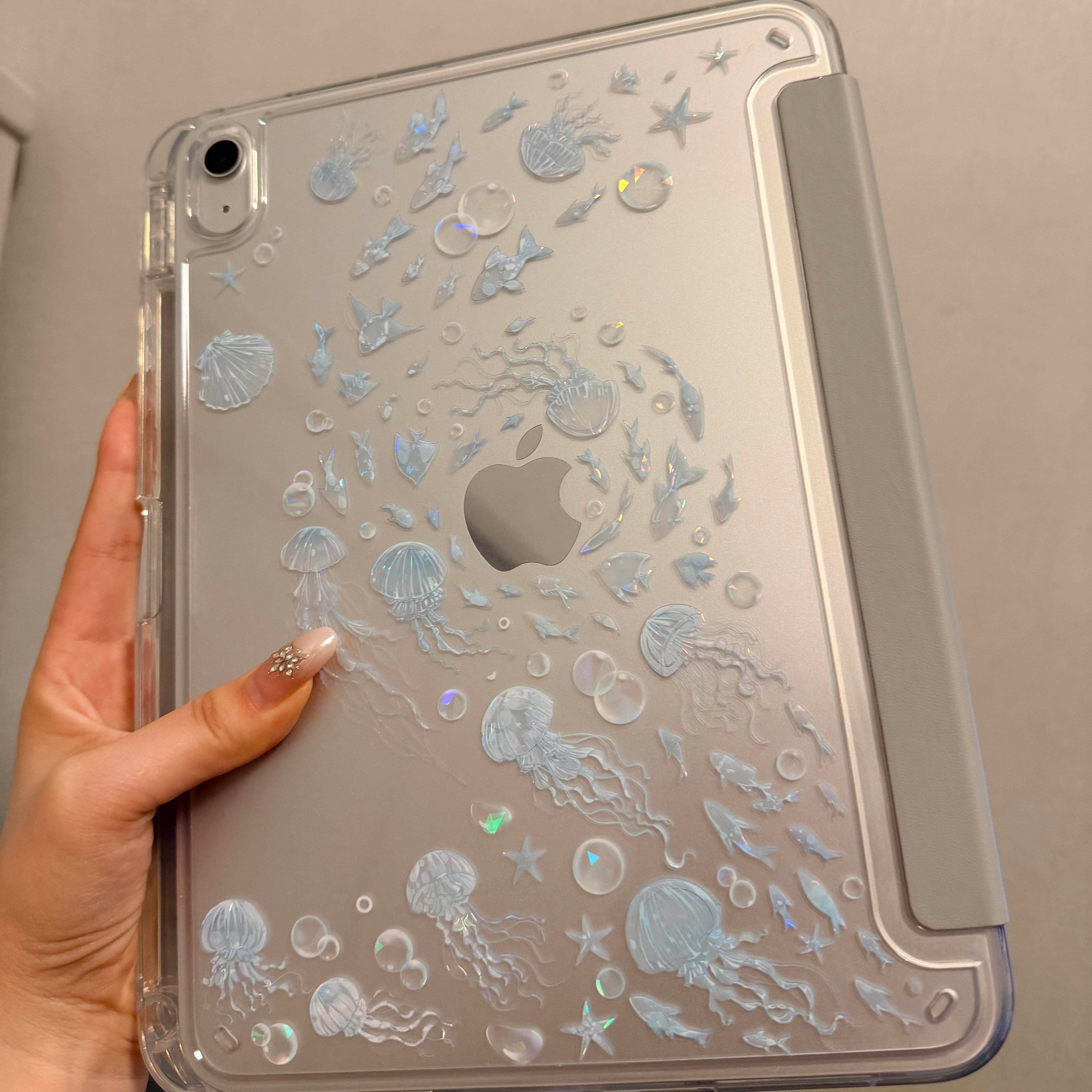 水母立体浮雕美甲贴纸手机电脑ipad高颜值可爱手帐咕卡装饰贴防水