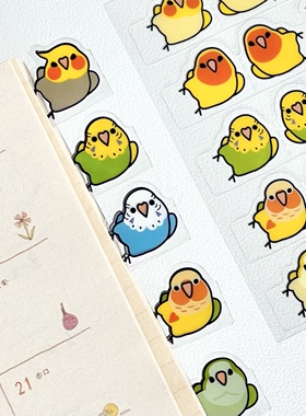 可爱鹦鹉索引贴透明可撕有粘性创意高颜值学生用分类记事标签贴纸