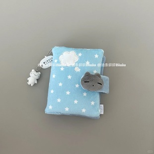 可爱小灰猫毛绒m5手帐本活页壳高颜值学生随身日记事笔记本子ins