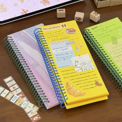 柠檬黄线圈本高颜值ins初中生专用小学生加厚日记画画笔记本子