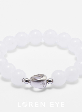 LOREN EYE 白玉女款玉髓手串S925银水晶轻奢高级感手链送女友礼物