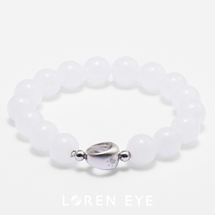 玉髓手串S925银水晶轻奢高级感手链送女友礼物 白玉女款 LOREN EYE