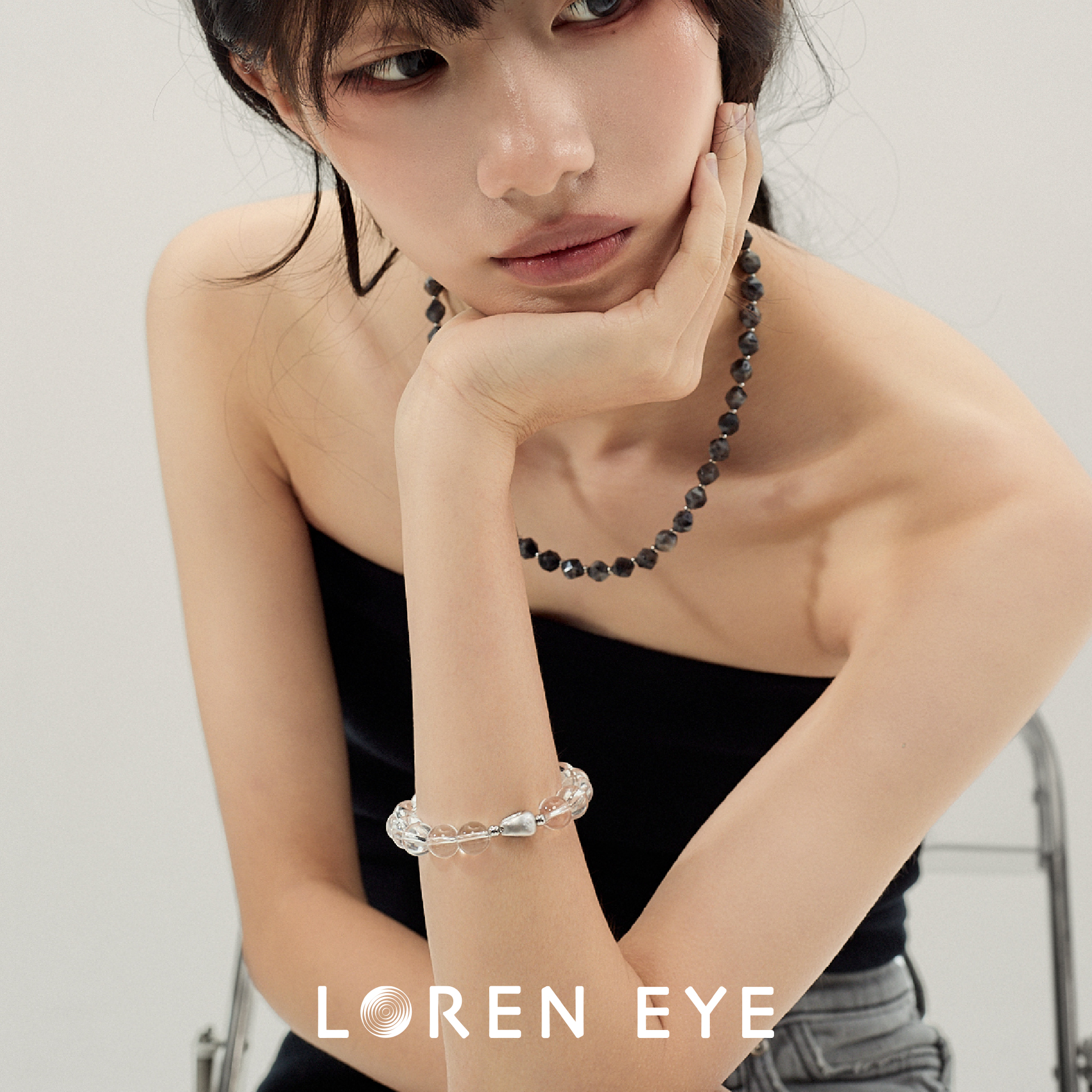 LORENEYE天然白水晶手串男女款