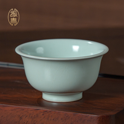 纯手工天青色汝窑压手杯