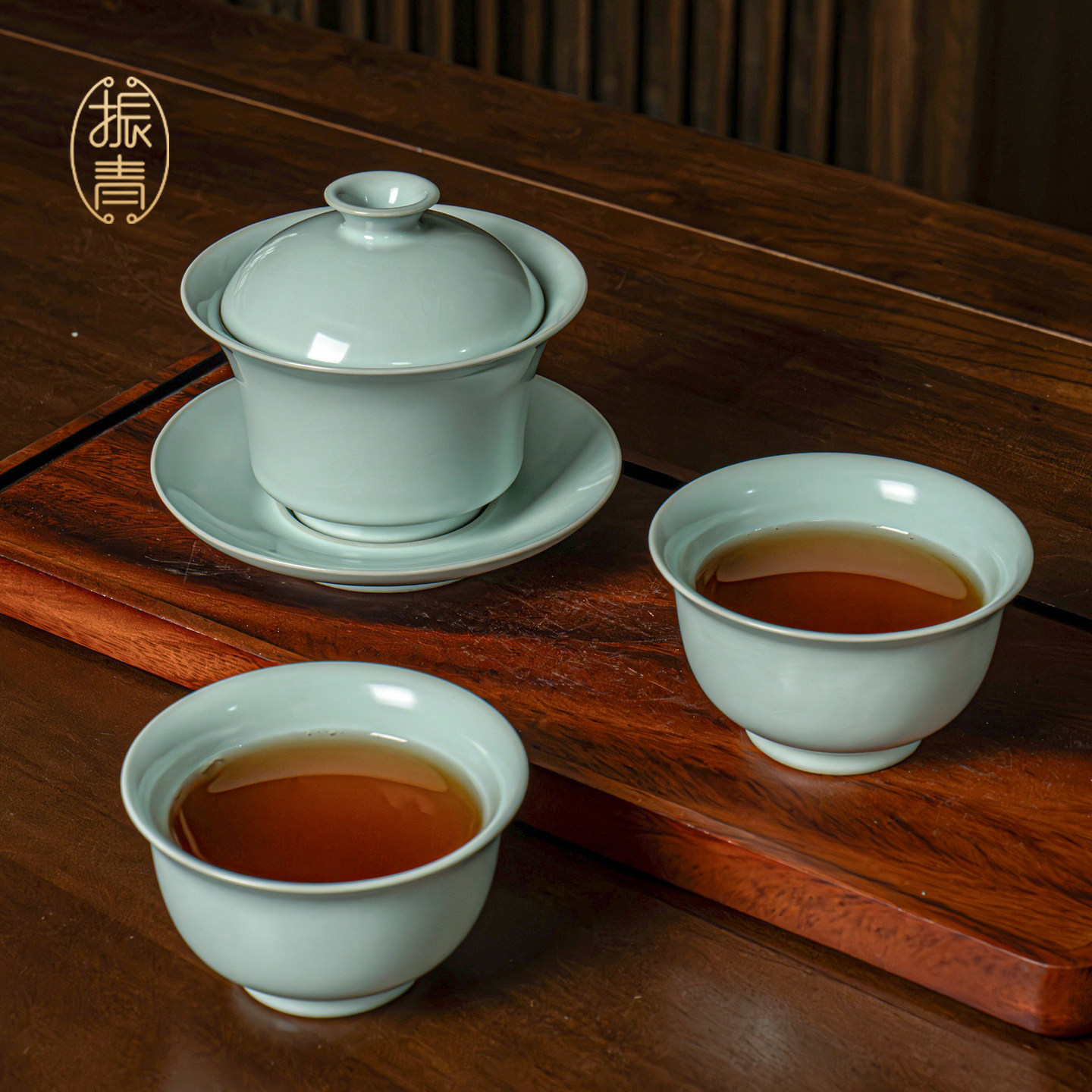 汝瓷功夫茶具茶杯家用陶瓷高档泡茶盖碗套装景德镇高端汝窑礼盒装