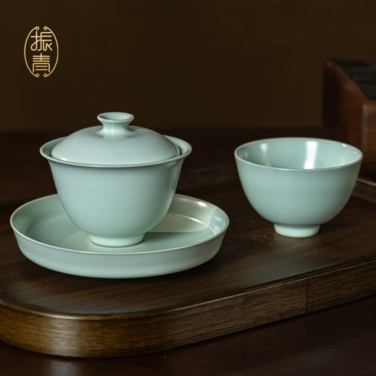 汝窑旅行茶具套装一人饮茶组高端景德镇陶瓷户外盖碗泡茶杯礼盒装