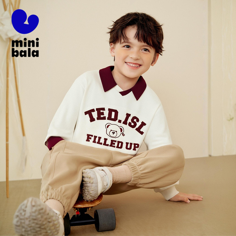 迷你巴拉巴儿童POLO条纹长袖卫衣