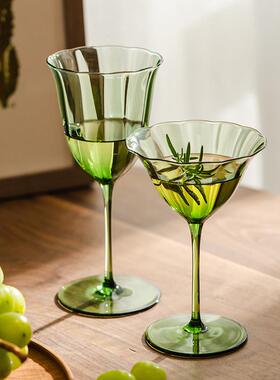 YYUN/昀 覆古绿红酒杯玻璃高脚杯香槟杯子礼盒鸡尾酒杯马提尼杯