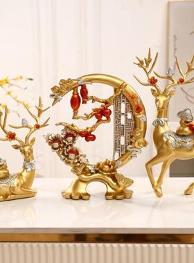 招财鹿摆件轻奢高档桌面客厅玄关电视柜酒柜创意家居装饰品高级感