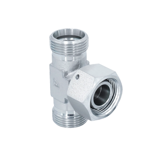 碳钢卡套三通BC轻型16/18/22*1.5中间内丝活接BD重型24度锥管接头