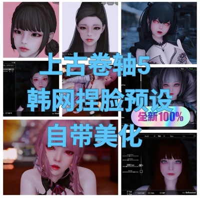 上古卷轴5MOD捏脸（赠送一款精品整合包）23个韩网捏脸（带美化）